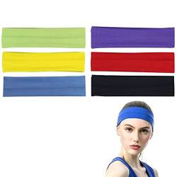 Teegxddy 6er-Pack Yoga-Stirnbänder, Baumwolle, elastische Stirnbänder, Damen, Mädchen, Yoga/Pilates/Workout-Stirnbänder, verschiedene Farben von Teegxddy