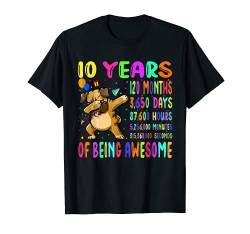 Dabbing Mops 10 Jahre 120 Monate Junge Mädchen 10. Geburtstag Party T-Shirt von Teeisle Awesome 10th Birthday Clothing
