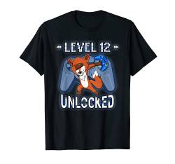 Level 12 Unlocked - Lustiger Dabbing Fox Gamer 12. Geburtstag T-Shirt von Teeisle Awesome 12th Birthday Clothing