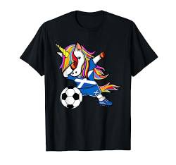 Dabbing Unicorn Schottland Fußballtrikot schottischer Fußball T-Shirt von Teeisle Scotland Soccer