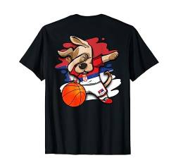 Funny Dabbing Dog Serbien Basketball Fans Trikot Serbien Flagge T-Shirt von Teeisle Serbia Basketball