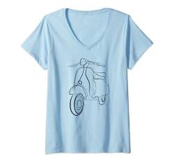 Damen Roller - Moped Retro Italien Scooter T-Shirt mit V-Ausschnitt von Teeladen