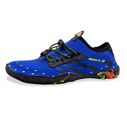 Teemie Badeschuhe Damen Wasserschuhe Herren Strandschuhe Unisex Schnell Trocknend Schwimmschuhe Aquaschuhe Surfschuhe Outdoor Wassersport Tauchen Surfen Traillaufschuhe Blau 37 von Teemie