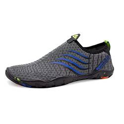 Teemie Badeschuhe Damen Wasserschuhe Herren Strandschuhe Unisex Schnell Trocknend Schwimmschuhe Aquaschuhe Surfschuhe Outdoor Wassersport Tauchen Surfen Traillaufschuhe Grau 39 von Teemie