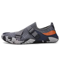 Teemie Badeschuhe Damen Wasserschuhe Herren Strandschuhe Unisex Schnell Trocknend Schwimmschuhe Aquaschuhe Surfschuhe Outdoor Wassersport Tauchen Surfen Traillaufschuhe Grau 39 von Teemie