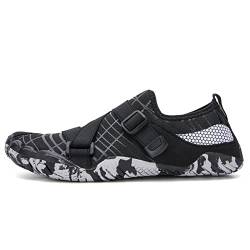 Teemie Badeschuhe Damen Wasserschuhe Herren Strandschuhe Unisex Schnell Trocknend Schwimmschuhe Aquaschuhe Surfschuhe Outdoor Wassersport Tauchen Surfen Traillaufschuhe Schwarz 41 von Teemie