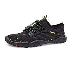 Teemie Badeschuhe Damen Wasserschuhe Herren Strandschuhe Unisex Schnell Trocknend Schwimmschuhe Aquaschuhe Surfschuhe Outdoor Wassersport Tauchen Traillaufschuhe Schwarz 40 von Teemie