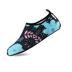 Teemie Badeschuhe Herren Damen Wasserschuhe Unisex Schwimmschuhe Strandschuhe Schnell Trocknend Aquaschuhe Breathable Surfschuhe für Pool Beach Blau 36/37 von Teemie