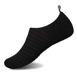 Teemie Badeschuhe Herren Damen Wasserschuhe Unisex Schwimmschuhe Strandschuhe Schnell Trocknend Aquaschuhe Breathable Surfschuhe für Pool Beach Schwarz 44/45 von Teemie