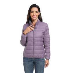 Teemie Damen Daunenjacke Jacke Steppjacke Leichte Übergangsjacke Für Frauen Winterjacke Warm Wintermantel Daunenmantel Kurz Steppmantel Gefüttert Outwear Winter Freizeit Wandern Lila M von Teemie