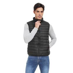 Teemie Herren Weste Steppweste Outdoor Stehkragen Winter Ärmellos Gilet Jacke Freizeit Wärme Winterweste Für Männer Leicht Sportweste Übergangsjacke Mit Reißverschluss Schwarz S von Teemie