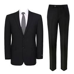 Teemlanny Herren Anzug 2 Stück Klassische Passform Zwei Knöpfe Solide Business Casual Jacke Blazer Hosen Set, schwarz, 60 Hoch von Teemlanny
