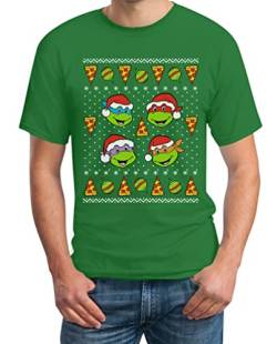 Nickelodeon Ugly Christmas Ninja Turtles Mutant Pizza Herren T-Shirt Large Grün von Teenage Mutant Ninja Turtles