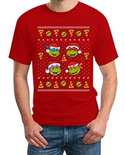 Nickelodeon Ugly Christmas Ninja Turtles Mutant Pizza Herren T-Shirt X-Large Rot von Teenage Mutant Ninja Turtles