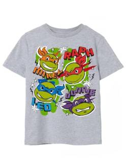 Teenage Mutant Ninja Turtles Charakter Unisex Kinder Graues Kurzarm-T-Shirt | Kurzärmeliges Retro-Mode-T-Shirt für Kinder | Nostalgische 90er-Jahre-Cartoon-Kleidung | TMNT Geschenkartikel von Teenage Mutant Ninja Turtles