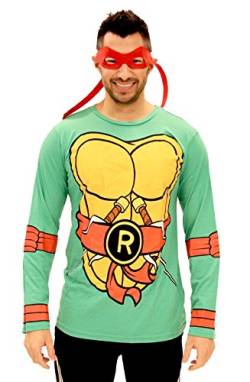 Teenage Mutant Ninja Turtles Long Sleeve Raphael Kostüm Erwachsene grün T-Shirt & Eye Mask (Small) von Teenage Mutant Ninja Turtles