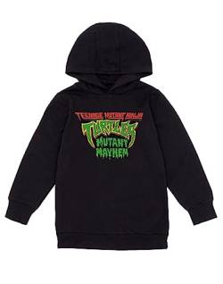 Teenage Mutant Ninja Turtles Mutant Mayhem Jungen Schwarzer Kapuzenpullover | Kinder Langarm Retro Fashion Hoody | Nostalgische 90er-Jahre-Cartoon-Kleidung | TMNT Geschenkartikel - 7-8 Jahre von Teenage Mutant Ninja Turtles