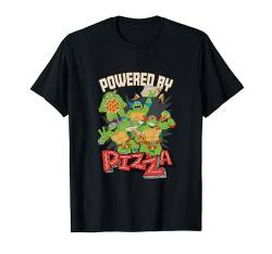 Teenage Mutant Ninja Turtles Powered By Pizza Retro Poster T-Shirt von Teenage Mutant Ninja Turtles