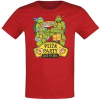 Teenage Mutant Ninja Turtles T-Shirt für Kinder - Kids - Pizza Party - für Mädchen & Jungen - rot  - Lizenzierter Fanartikel von Teenage Mutant Ninja Turtles