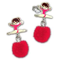 Teenie-Weenie Ballerina Pom Poms Ohrringe 925 Silber Kinder Ohrstecker SDO8556P Silber Ohrstecker von Teenie-Weenie