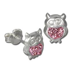 Teenie-Weenie Ohrringe für Kinder 925 Silber Ohrstecker Eule rosa SDO8009A Silber Ohrstecker von Teenie-Weenie