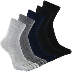 Herren Zehensocken Baumwolle Männer Five Fingers Socken Sport laufende Zehe Socken, Mischfarben-5 Paar, EU 39-44 von Teenloveme