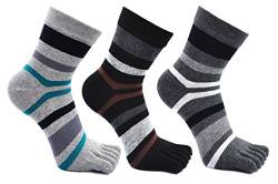 TEENLOVEME Herren Zehensocken Baumwolle Männer Five Fingers Socken Sport laufende Zehe Socken, Schuhgrößen 39-44, Mischfarben-3 Paar von Teenloveme