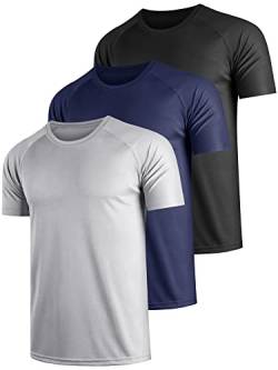 Teesmen 3 Pack schnell trocknende T Shirt Laufshirts Männer Sport Tops Gym Wicking Athletic T Shirts Atmungsaktiv Workout Shirts（Multicolor set1-2XL） von Teesmen