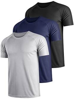 Teesmen 3 Pack schnell trocknende T Shirt Laufshirts Männer Sport Tops Gym Wicking Athletic T Shirts Atmungsaktiv Workout Shirts（Multicolor set1-3XL） von Teesmen