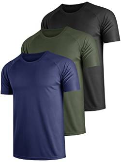 Teesmen 3 Pack schnell trocknende T Shirt Laufshirts Männer Sport Tops Gym Wicking Athletic T Shirts Atmungsaktiv Workout Shirts（Multicolor set3-3XL） von Teesmen