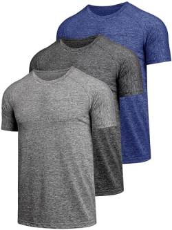 Teesmen 3er-Pack Herren schnell trocknend Kurzarm leicht und atmungsaktiv Sport-T-Shirt Gym Wicking T Shirt（Multicolor set1-2XL von Teesmen