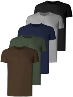 Teesmen Herren T-Shirts 5 Pack Kurzarm Rundhalsausschnitt Sport Tees Baumwolle Arbeitskleidung Jungen Unterhemden Gym Running Workout Tshirts für Männer(Dark Essential Set 1-4XL) von Teesmen