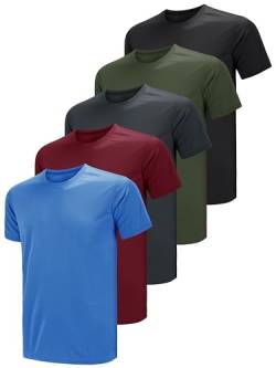 Teesmen Herren t Shirt Sport Pack männer Kurzarm Set Fitness t-Shirts Gym atmungsaktiv funktions Basic Trainings Running Polyester lauf Dry fit (Multicolor set3 2XL) von Teesmen