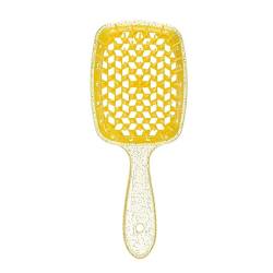 Entwirrende Haarbürste, nasse und trockene belüftete Kopfhautmassagebürste, antistatische Paddel-Entwirrungsbürste für alle Haartypen (Gelb) von Tefexer