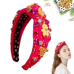 Teksome Weihnachts-Stirnband mit Schmucksteinen | breite Feiertags-Stirnbänder | Haarreifen, Weihnachtskostü -Zubehör, festliche Feiertagsparty-Zubehör für Frauen, Urlaubsparty-Gastgeschenke von Teksome