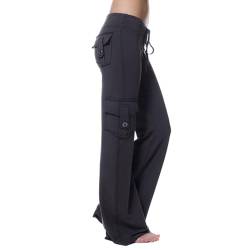 Teksome Yogahose mit weitem Bein für Damen, lässige Hose mit weitem Bein und Taschen – Cargo-Jeans für Frauen, Sweathose, Alltagskleidung für Mädchen, Frauen, Teenager, Schwarz , 56 von Teksome