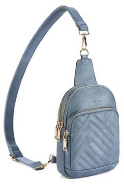 Telena Bauchtasche für Damen & Herren Klein, Crossbody Bag für Herren Sling Bag Klein Umhängetasche PU Leder Schultertasche,Hellblau von Telena