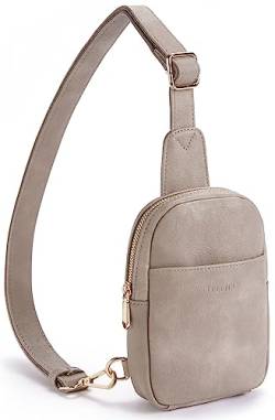 Telena Klein Brusttasche Damen, Sling Bag Damen Umhängetasche Kleiner Crossbody Bag Kunstleder Schultertasche Mini, Grau von Telena