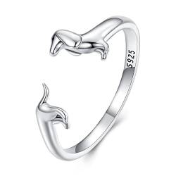 Dackel Öffnungsring 925 Sterling Silber Verlobungsring Versprechen Ring für Frauen von Teleye