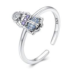 Skarabäus nach unten öffnender Ring 925 Sterling Silber Verlobungsring Versprechen Ring für Frauen, SCR903 von Teleye