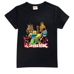 Roblox T-Shirt Sommer Jungen Mädchen Schwarz Sweatshirt für Kinder und Teens 3-12 Jahre Gamer Fans Kleidung Geschenke, Schwarz , 134 von Temolie