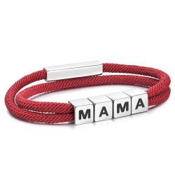 TempBeau Armband Damen Geschenk für Mama : Lagenarmband Weinrot 19cm Mutter Armbänder Geburtstagsgeschenk Muttertagsgeschenk Weihnachten Schmuck Armkette für Frauen Mädchen von TempBeau