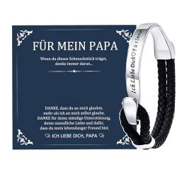 TempBeau Vatertagsgeschenk für Papa Armband : Herren Lederarmband Schwarz 21.5cm Papa Geschenke Armbänder Hochzeitsgeschenk für Männer Jahrestag Geschenk für ihn Sohn (papa) von TempBeau