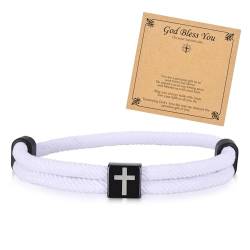 TempBeau Herren-Armband, schwarzes Kreuz: geflochtenes Herren-Armband, verstellbar, 1 Packung, 2 Stück, Paracord, christlicher Glaube, für Ihn, Vater, Sohn, Freund, Ehemann, Frauen, Schmuck, Geschenke von TempBeau