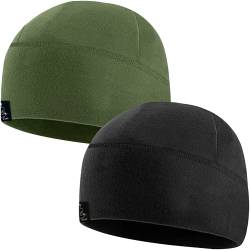 Temple Tape Tactical Fleece Watch Cap Beanie – Skull Cap Fleece Hat - 2 Pack Black/OD Green - One Size (Fits Most Heads) von Temple Tape