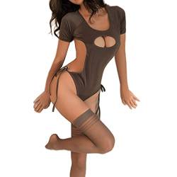 Damen Sexy Bodysuit Cosplay Anime Niedlich Kawaii Dessous Sexy Einteiler Badeanzug (Grau) von Temptshow