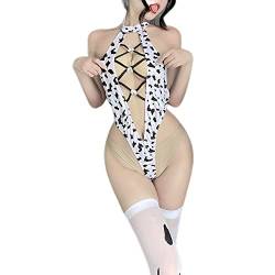 Temptshow Damen Kuh Cosplay Sexy Dessous Exotisch Niedlich Anime Kuh Bikini Kuh Kostüm Japanische Dessous (Bodysuit1) von Temptshow