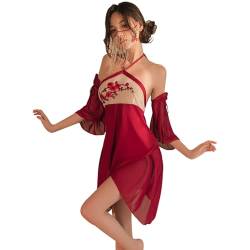 Temptshow Frauen Sexy Chinesische Ancient Style Kleid Pyjamas Japanische Anime Nette Unterwäsche, Rot, EinheitsgröÃŸe von Temptshow