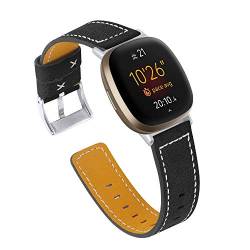 Chofit Armbänder Kompatibel mit Fitbit Versa 3/Sense Armband, Ersatz Lederband Armband für Fitbit Sense/Versa 3 Smartwatch Damen Herren (Schwarz) von TenCloud