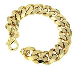 Original italienisches Panzerarmband vergoldet 16,5mm breit 20 cm Goldarmband Armband Damen Herren Schmuck ab Fabrik tendenze Italy von Tendenzalia